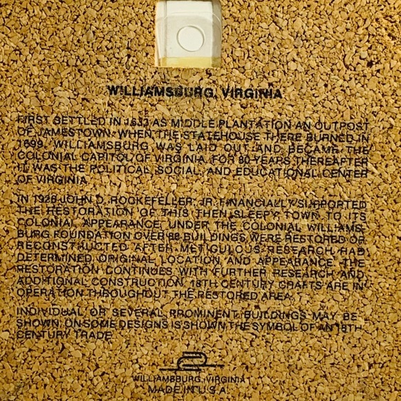 Vtg Colonial Williamsburg Virginia Trivets Round & Square Ceramic Tile Cork Back - Picture 4 of 7